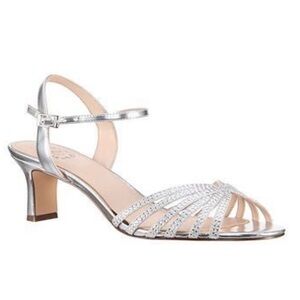 I. Miller Nanice Silver Tone Sparkle Ankle Strap Heels
